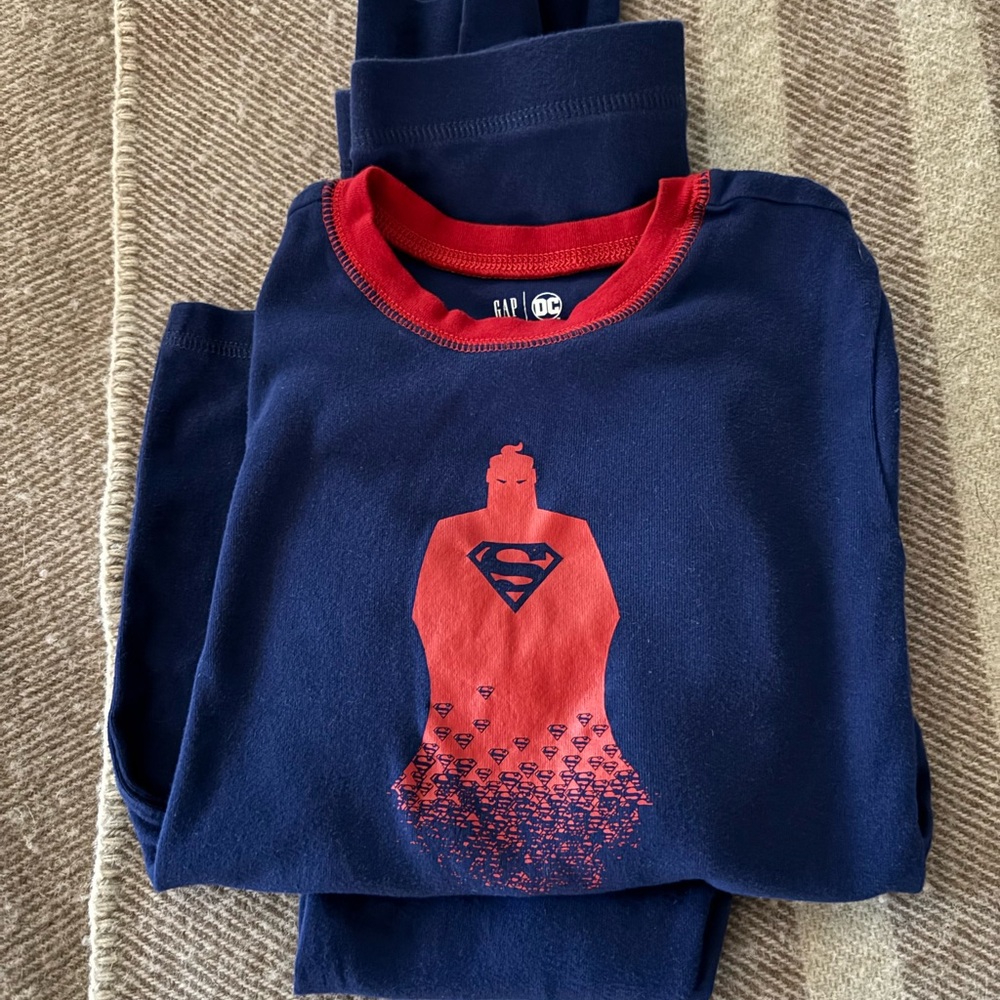 GAP Kids Superman Organic Cotton DC Navy & Red PJ Set